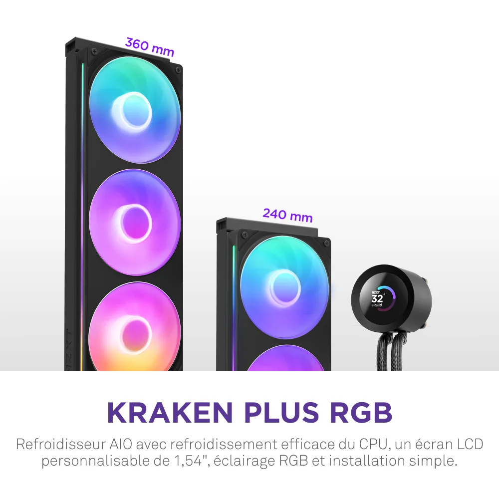 NZXT Kraken Plus 240 RGB - 240mm - Noir, vue 5