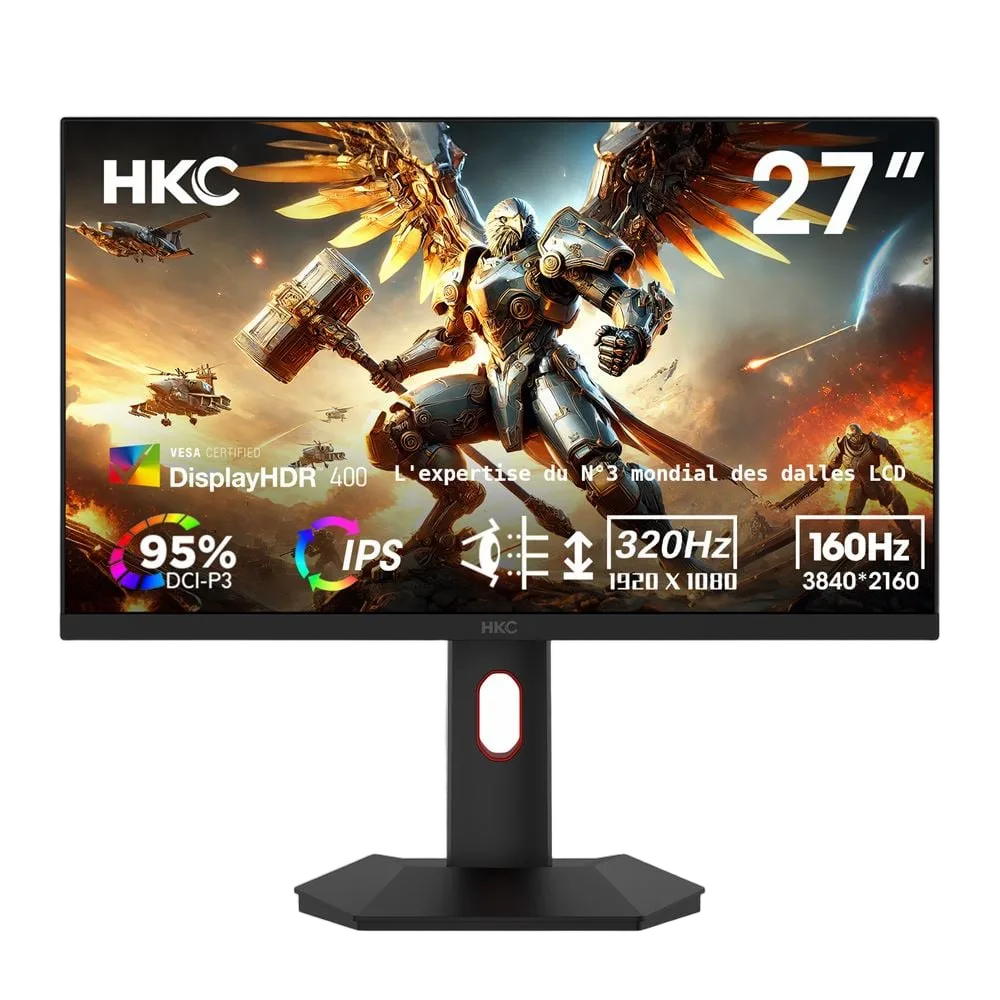 HKC G27H7P - 27" 4K 160Hz ou FHD 320Hz Fast-IPS 1ms Pivot FreeSync, vue 1