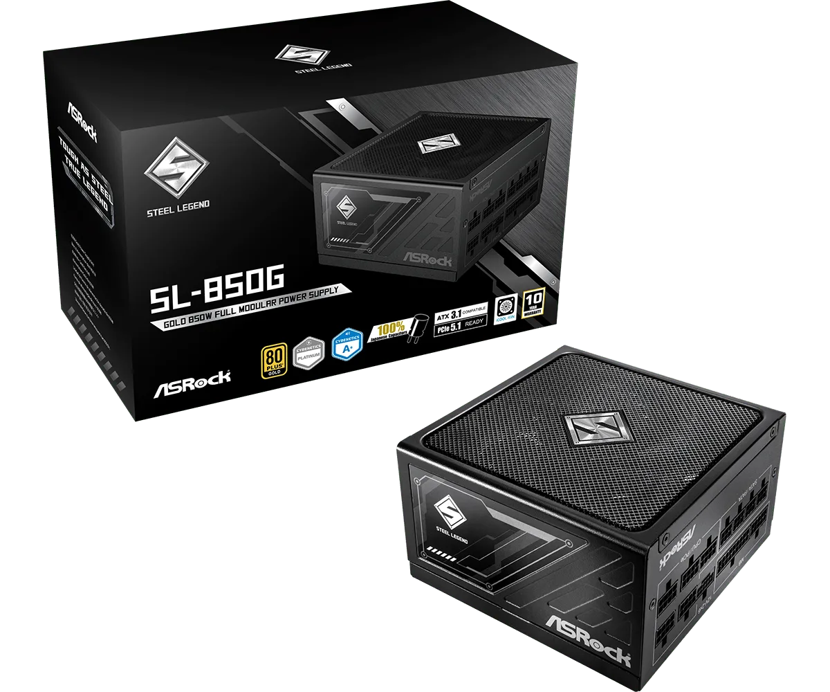 ASRock ATX 850W - 80+ Gold - Steel Legend SL-850G Noir-Seconde Vie, vue 1