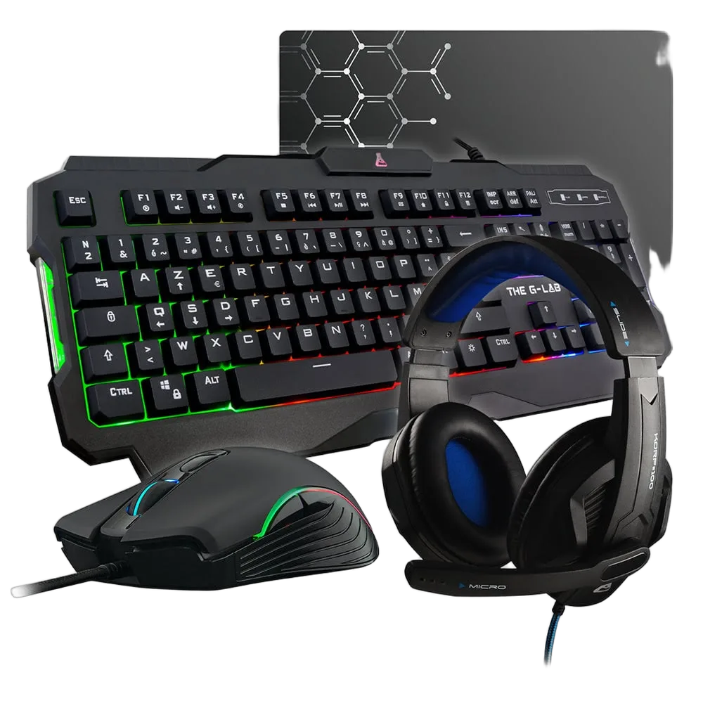 The G-LAB Gaming Combo ARGON-E - Casque/Clavier/Souris/Tapis, vue 1