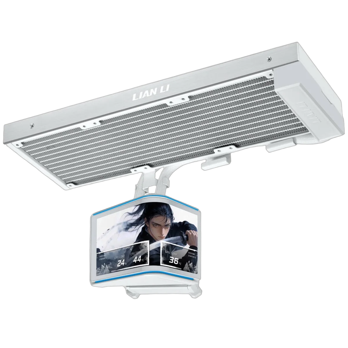 Lian-Li HydroShift II OLED Curved Fanless blanc, vue 1