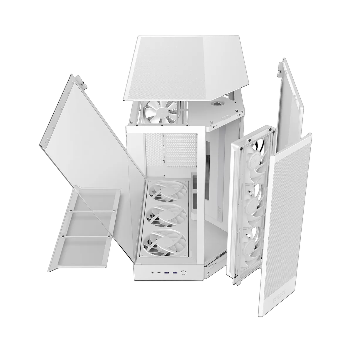 NZXT H9 Flow RGB+ Blanc - MT/Sans Alim/E-ATX, vue 4