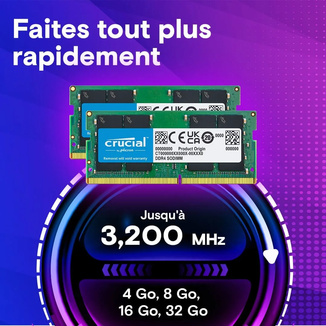 Crucial CT16G4SFRA32AT 16Go (1x16Go) SO-DDR4 3200MHz OEM-Seconde Vie, vue 2