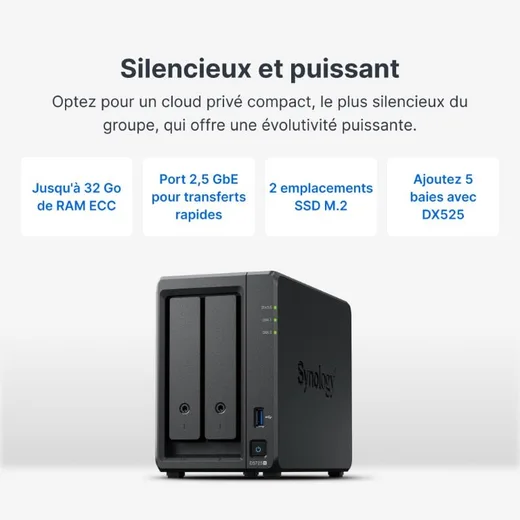 Synology DS925+ - 4 Baies (compatible disques tiers), vue 5