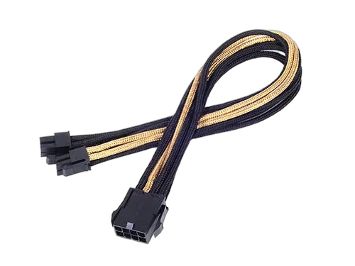 Silverstone Cable tressé 8-Pin EPS/ATX 4+4-Pin 300mm GOLD/Black