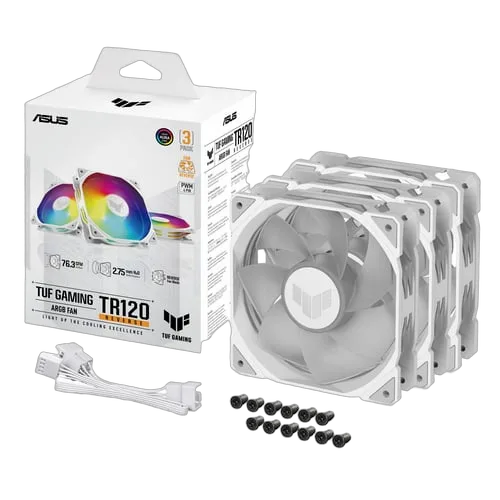 Asus TUF GAMING - TR120 Fan ARGB REVERSE 3en1 - Blanc, vue 9