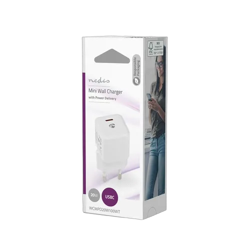 Nedis Chargeur mural 20W - 1 port USB-C - Blanc, vue 7