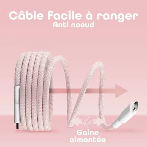 T'nB Câble USB-C vers USB-C - 1,5m - Rose, vue 3
