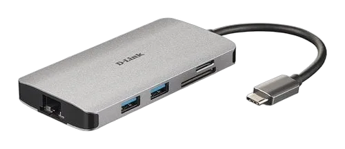 D-Link 8 Ports - USB-C vers HDMI/Eth/USB/USB-C/microSD/SD