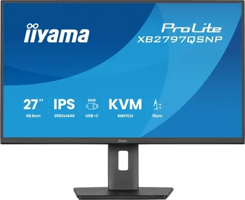 Iiyama Prolite XB2797QSNP-B1 - 27" QHD 75Hz IPS Pivot KVM USB-C 96W