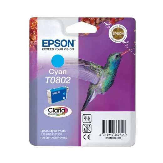 Epson Cartouche Claria T0802 Cyan, vue 1