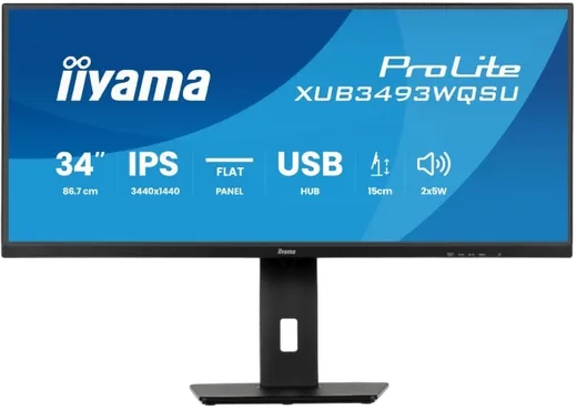 Iiyama XUB3493WQSU-B6 - 34" UWQHD 120Hz IPS PIP FreeSync, vue 3