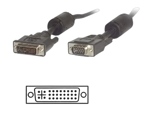 MCL Samar Câble DVI-I/HD15 (VGA) mâle/mâle - 2m - Noir