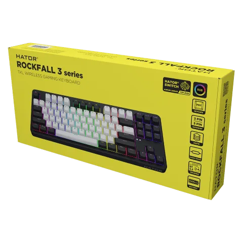 Hator Rockfall 3 TKL - Mécanique - Sans-Fil - RGB - Noir