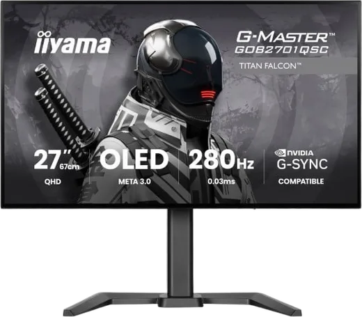 Iiyama G-Master GOB2701QSC-B1 - 27" Tandem WOLED QHD 280Hz USB-C 65W Pivot Compatible G-SYNC