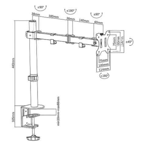 Kimex International Support bureau 1 écran PC 13"- 32"