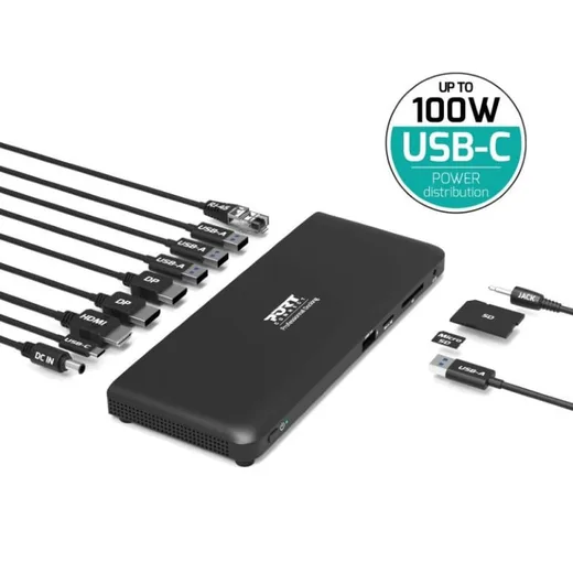 Port Station d'accueil USB-C - 11 ports - 100W - Noir