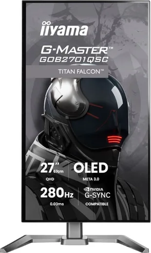 Iiyama G-Master GOB2701QSC-B1 - 27" Tandem WOLED QHD 280Hz USB-C 65W Pivot Compatible G-SYNC