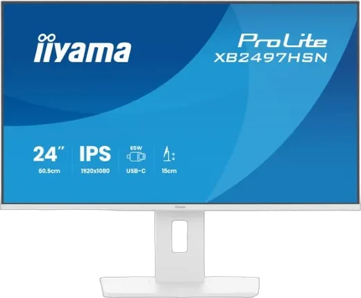 Iiyama ProLite XB2497HSN-W1 - 24" FHD 100Hz IPS USB-C Dock RJ45 Pivot HP Blanc