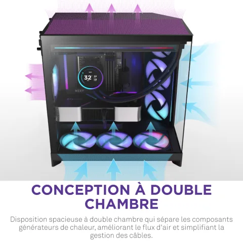 NZXT H9 Flow RGB Noir - MT/Sans Alim/E-ATX, vue 12