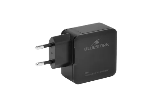 Bluestork Chargeur GaN 65W 2 ports - USB-C/USB-A - Noir