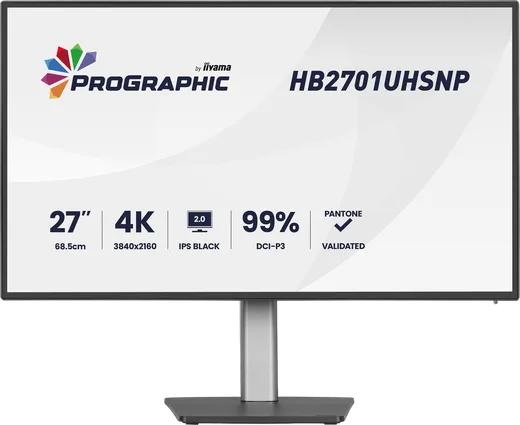 Iiyama ProGraphic - 27" 4K IPS Black 99% DCI P3 USB-C Dock Certifié Pantone