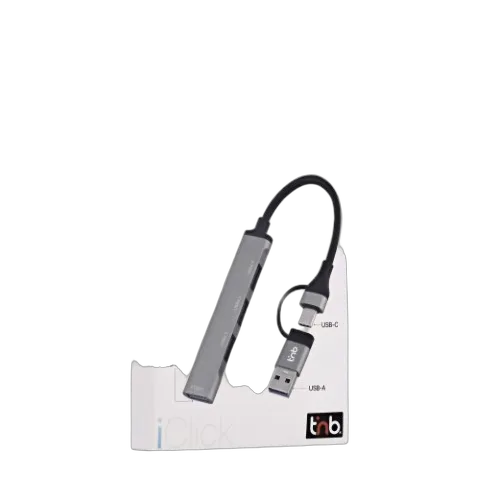 T'nB iClick Hub USB-A/USB-C - 4 ports - Gris, vue 2