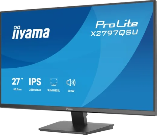 Iiyama X2797QSU-B1 - 27" QHD 75Hz IPS 1ms HP USB HUB, vue 3