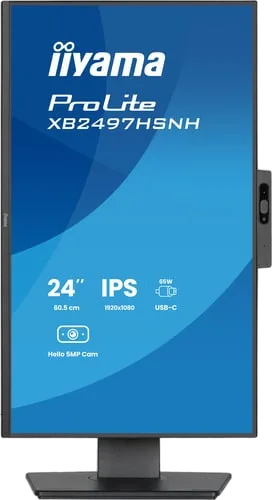 Iiyama Prolite XB2497HSNH-B1 - 23.8" FHD 100Hz RJ45 Pivot Webcam USB-C DOCK 65W, vue 2