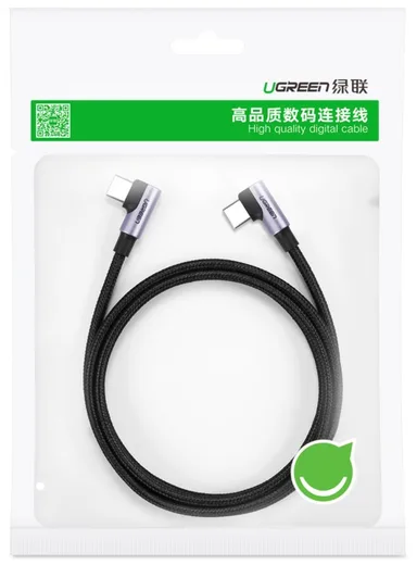 UGREEN Câble à angle USB-C vers USB-C Tressé - 60W - 1m - Noir