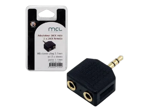 MCL Samar Adaptateur Jack 3.5mm/2xJack 3.5mm mâle/femelle - Noir