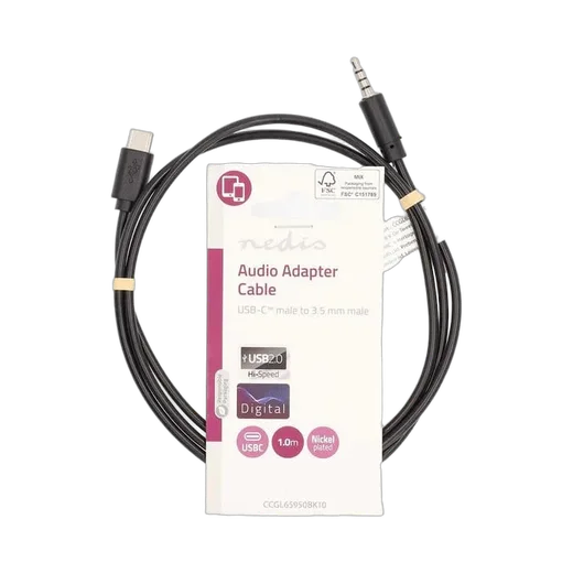 Nedis Câble USB-C vers Jack 3.5mm mâle/mâle - 1m - Noir