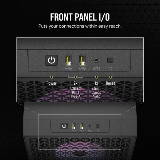 Corsair 3000D Airflow RGB Noir - MT/Sans Alim/ATX
