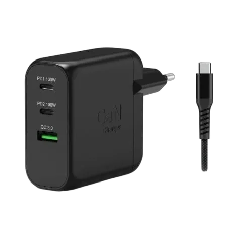 Port Chargeur mural GaN 100W - 3 ports + Câble USB-C 2m