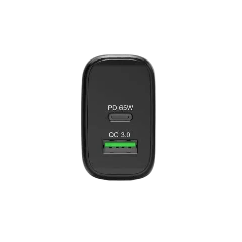 Port Chargeur mural GaN 65W - USB-C/USB-A - Noir