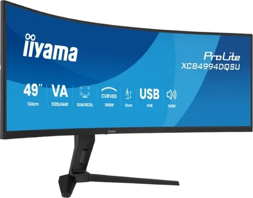 Iiyama ProLite XCB4994DQSU-B1 - 49" CURVE DQHD 120hz VA USB-C HUB HP Adapt Sync