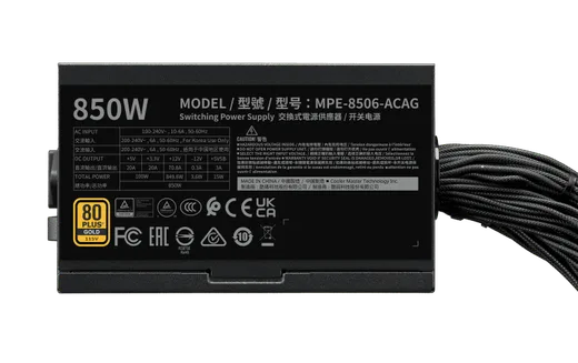 Cooler Master ATX 850W - 80+ Gold - MWE 850 V3 Noir