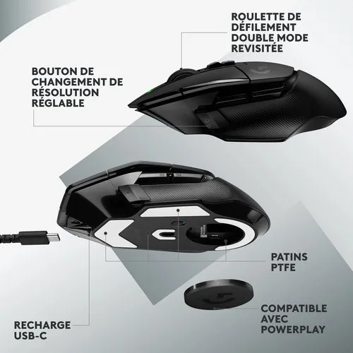 Logitech G502 X Lightspeed - Sans-Fil - Noir, vue 12