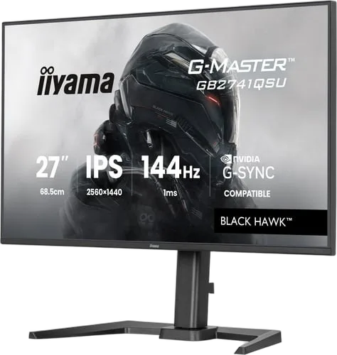 Iiyama G-Master GB2741QSU-B1 - 27"QHD 144Hz IPS 1ms Pivot Adaptive Sync G-Sync, vue 3