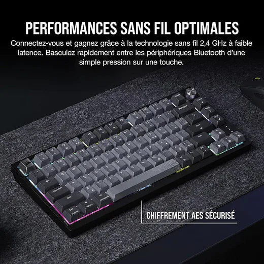 Corsair K65 Plus MLX Fusion 75% - Mécanique - Sans-Fil - RGB - Noir
