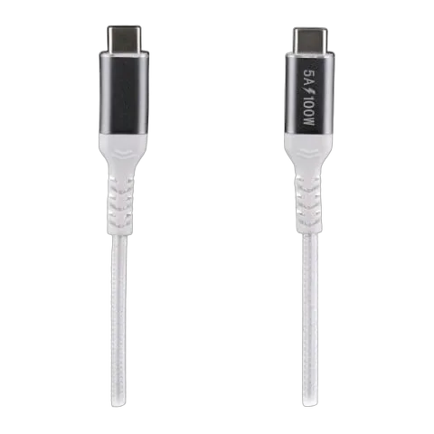 T'nB Câble USB-C vers USB-C - 100W - Tressé - 2m - Blanc