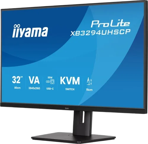 Iiyama Prolite XB3294UHSCP-B1 - 31,5" 4K 60Hz VA 2ms Pivot Adaptive Sync FreeSync, vue 4