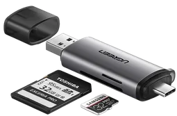 UGREEN USB-C + USB 3.0 - Lecteur SD et MicroSD - 512G - Gris