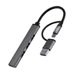 T'nB iClick Hub USB-A/USB-C - 4 ports - Gris, miniature 1