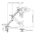 Kimex International Support de bureau Full Motion 1 écran PC 17"- 32" VESA Max 100x100 Charge Max 9Kg, miniature 3