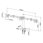 Kimex International Support bureau 3 écrans PC 13"- 20" fixation bord / à travers table, miniature 2